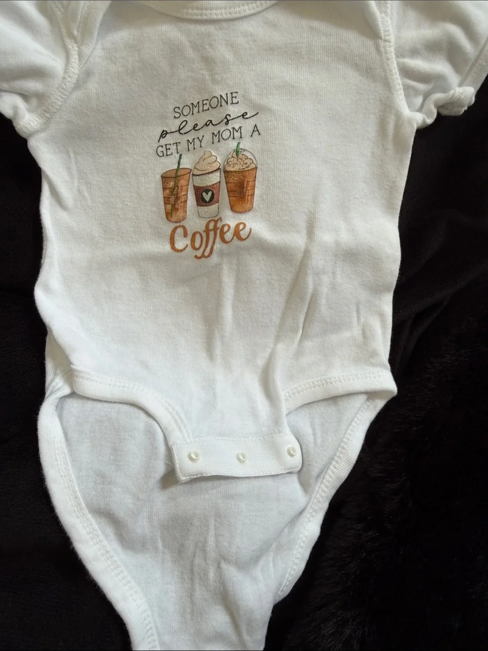 Rabbit Skins White Baby One-Piece with Coffee Graphic